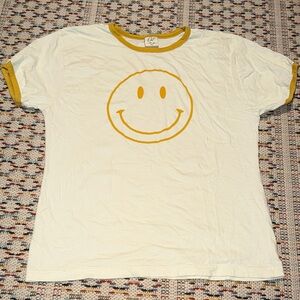 Women's Smiley Face Tee - White and Yellow